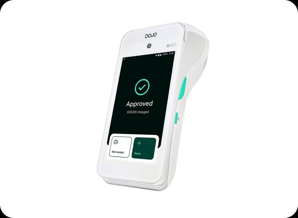 Dojo Go card machine showing Approved screen