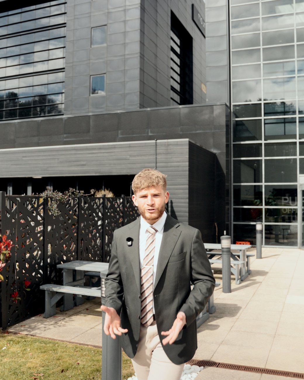 Alex Beardsley outside the CapExpand office at Pure Offices, Lake View Drive, Annesley
